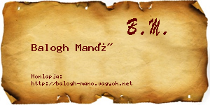 Balogh Manó névjegykártya